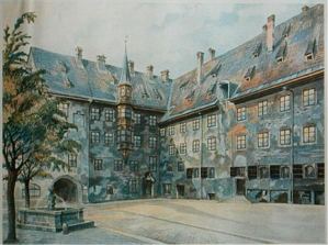 The Courtyard of the Old Residency in Munich, Adolf Hitler, 1914